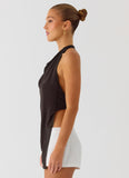 Altego Layered Backless Top Cool Chocolate
