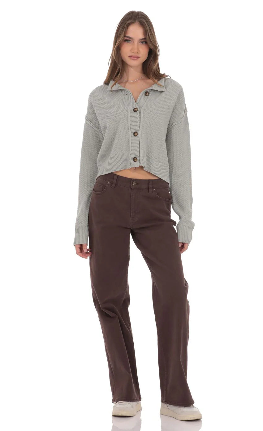 Cable Knit Cardigan in Gray