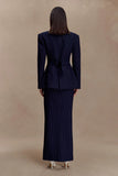Cassie Column Maxi Skirt Navy Pinstripe
