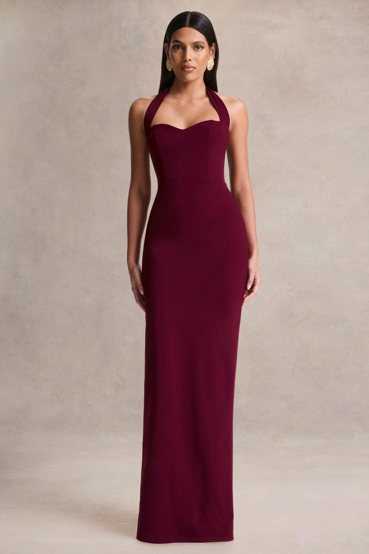 Robyn Burgundy Sweetheart Neck Maxi Dress