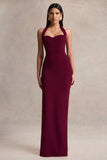 Robyn Burgundy Sweetheart Neck Maxi Dress