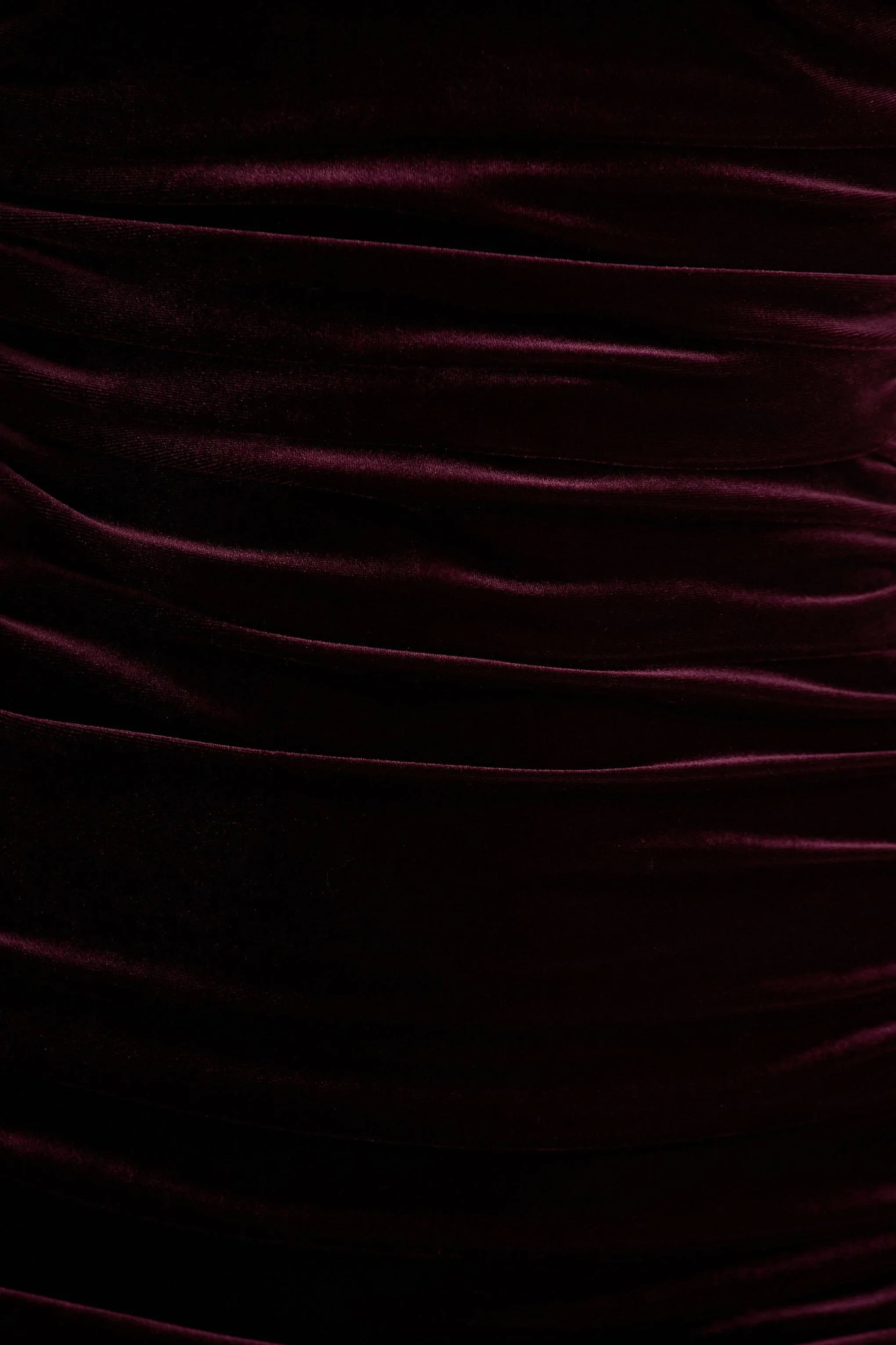 Treat Burgundy Velvet Asymmetric Neck Maxi Dress With Ruched Detailing