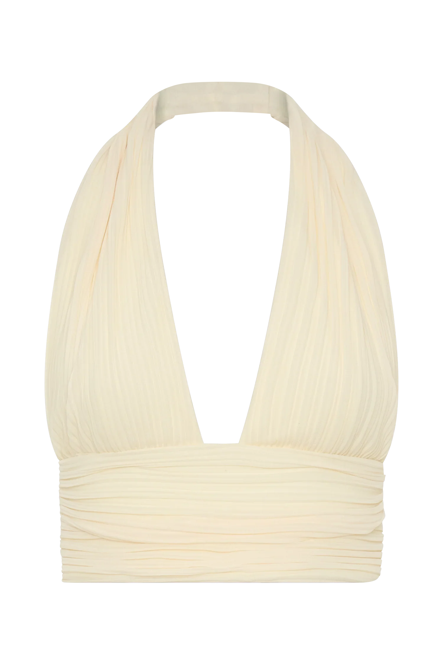 Amaris Sleeveless Plisse Halter Top Lemon