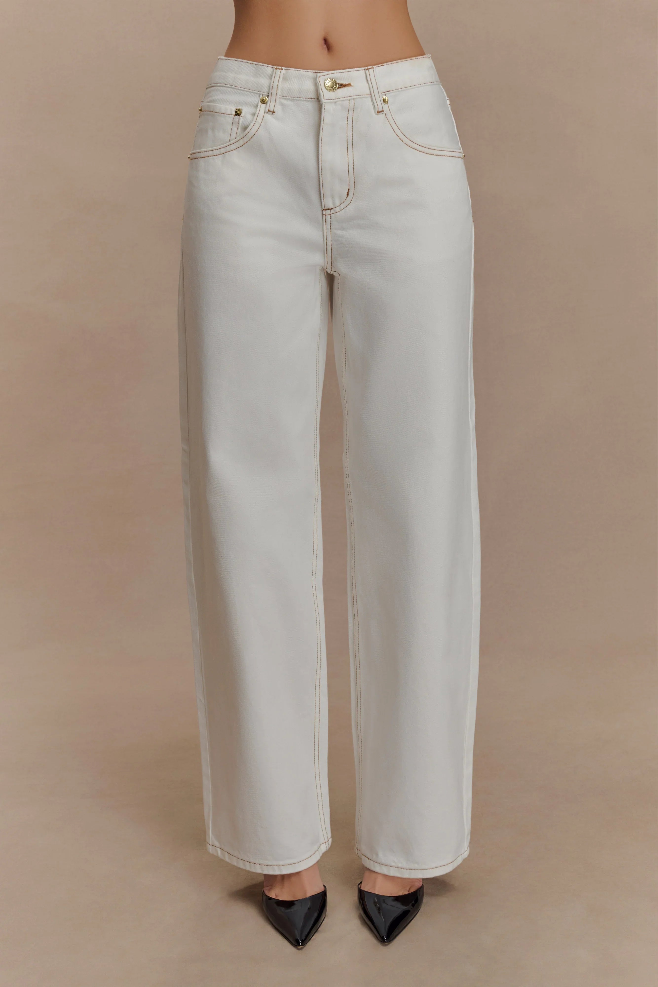 Mannon Mid Rise Denim Jeans White