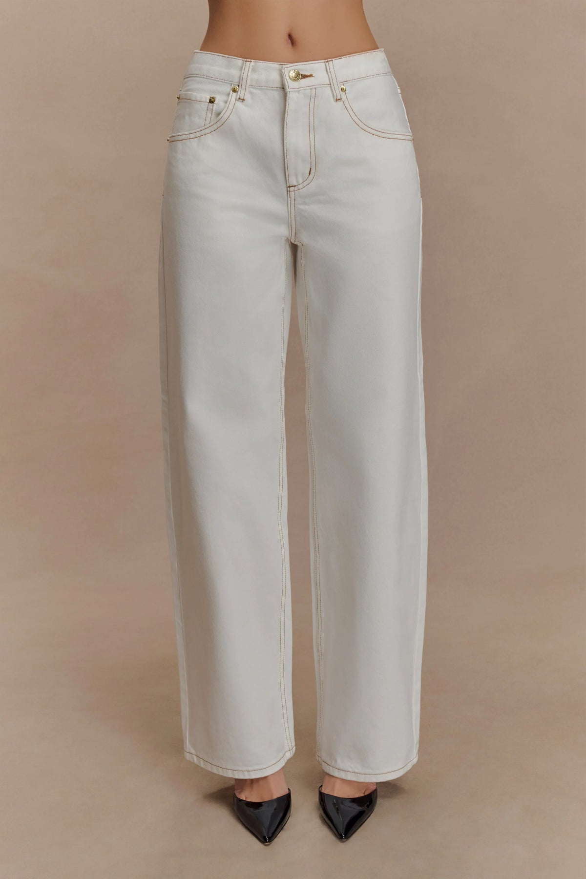 Mannon Mid Rise Denim Jeans White