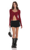 Ribbed Fly Away Top in Maroon