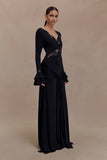 Electra Slinky Lace Maxi Dress Black