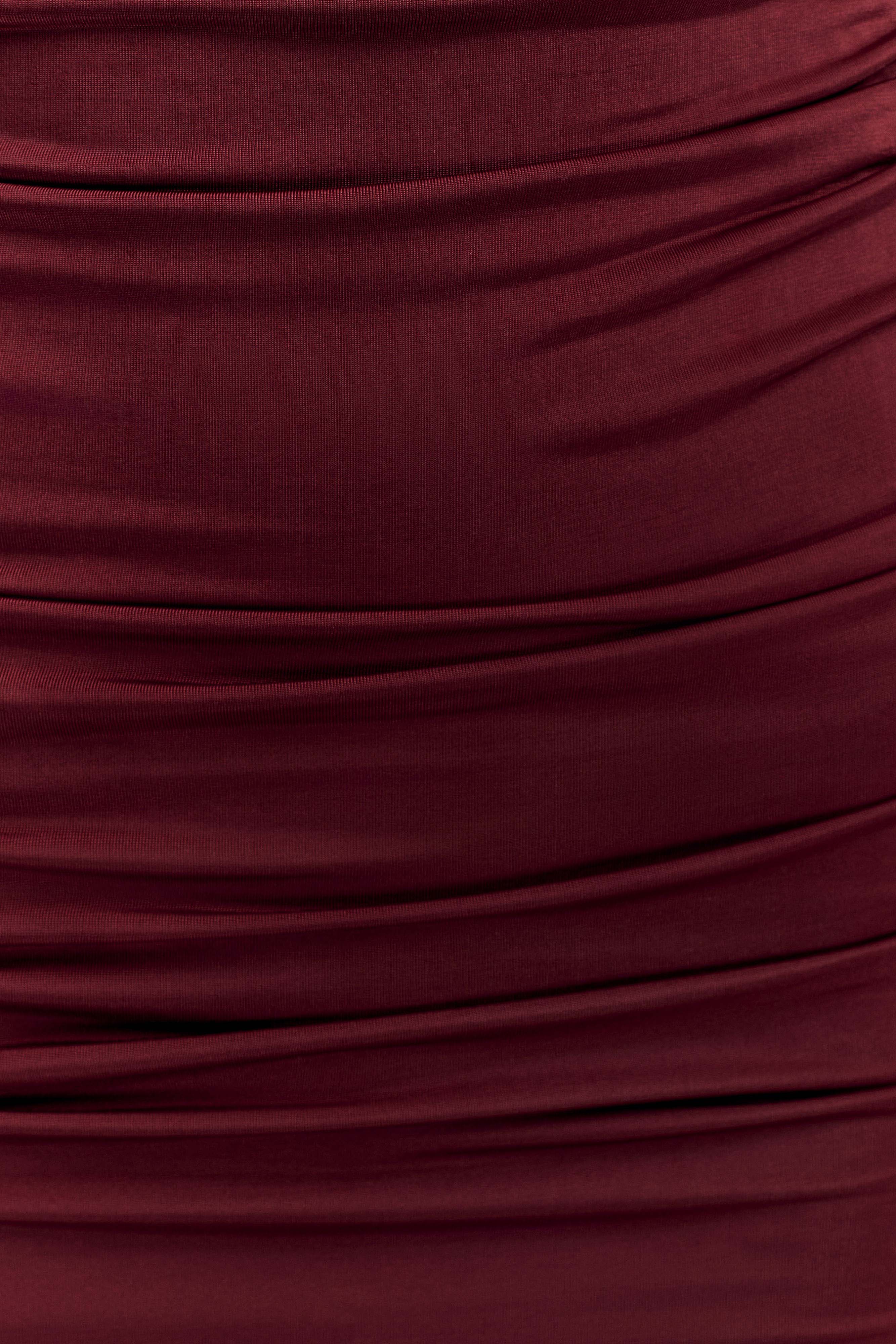 Hayden Long Sleeve Plunge Mini Dress Burgundy