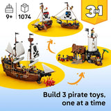 LEGO Creator 3 in 1 Iconic Pirate Ship Toy Building Set for Boys Girls Ages 9 Includes 5 Minifigures Gift for Kids Birthdays 31387