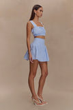 Gretel Sleeveless Crop Top Blue Pinstripe
