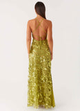 Havana Sequin Maxi Dress Lime