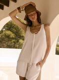 Cream Satin Tie Front Vest Top
