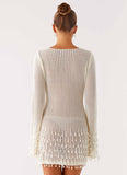 Majestic Beaded Crochet Mini Dress Ivory