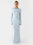 Midnight Song Long Sleeve Maxi Dress Misty Blue