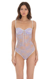 Sheer Lace Bodysuit in Lavender