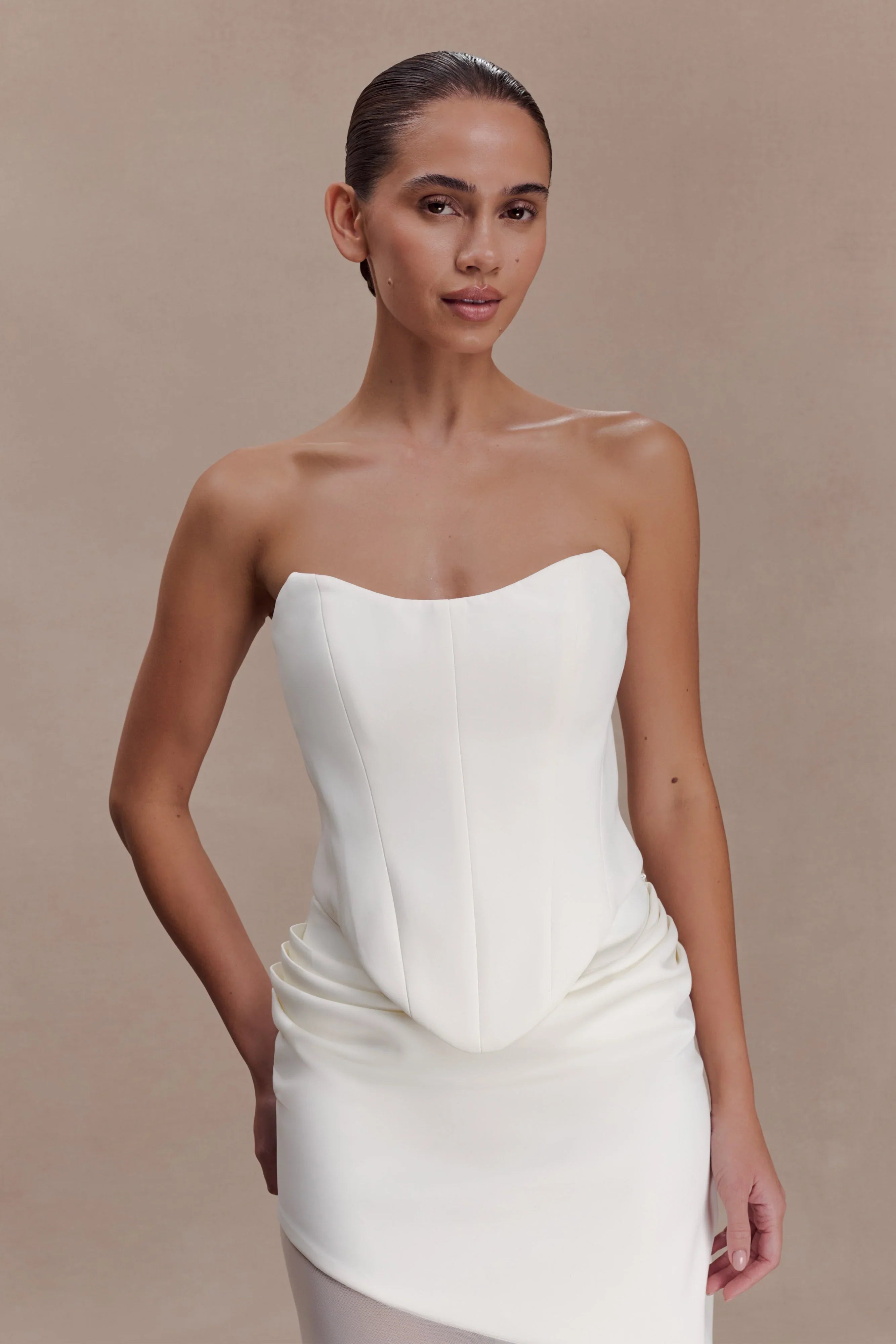 Karina Strapless Scuba Corset White