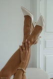 Dasha Patent Sling Back Heels Ivory