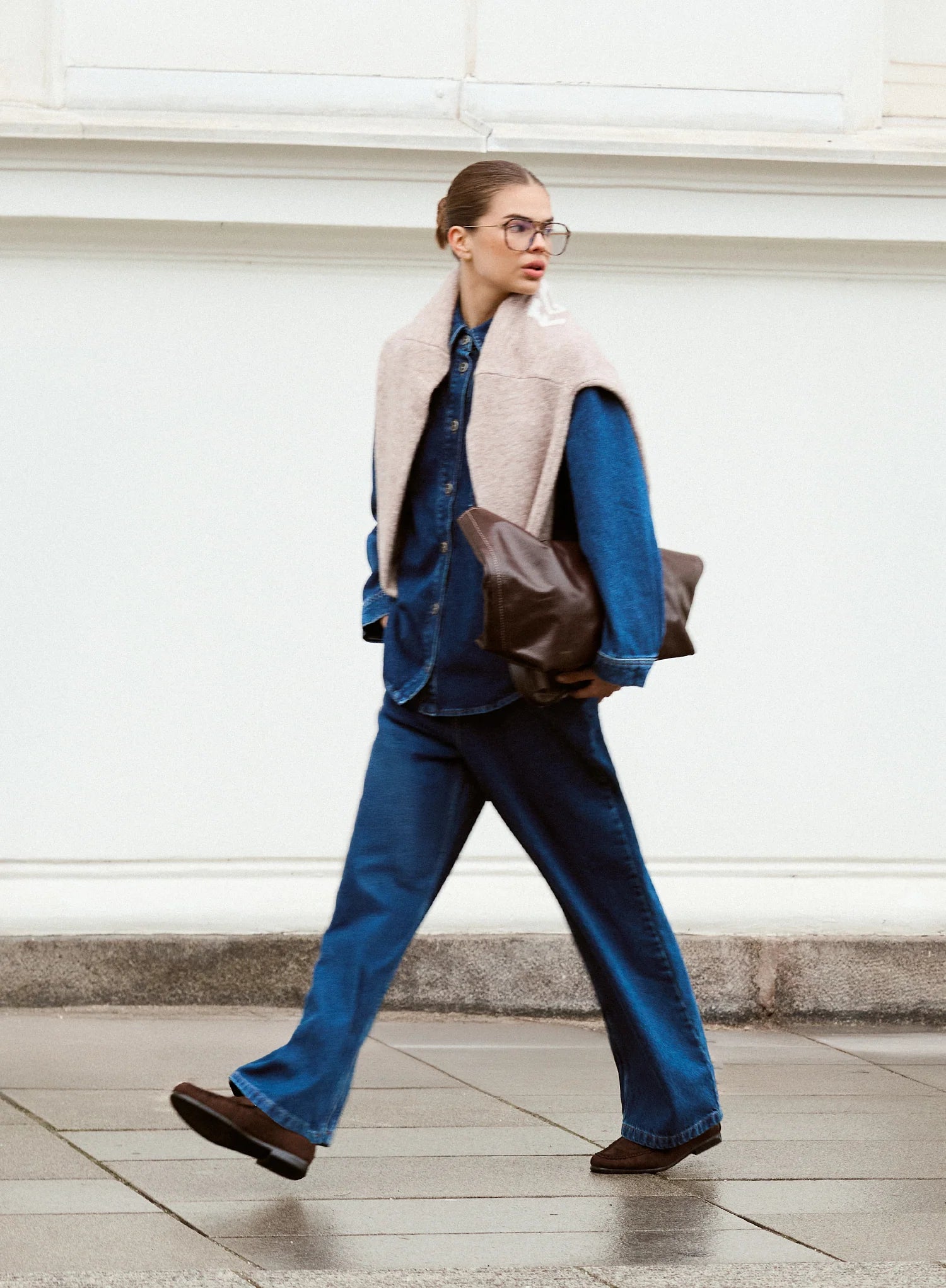 Indigo Wash High Waisted Straight Leg Jeans