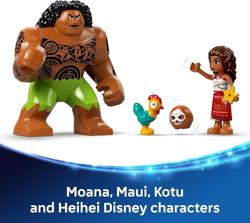 LEGO Disney Moana 2 Kakamora Barge Kids Toy Pretend Play Building Set for Boys and Girls Ages 7 9 Characters Including Moana Maui Kotu and HeiHei Gift Idea for Birthdays 43258
