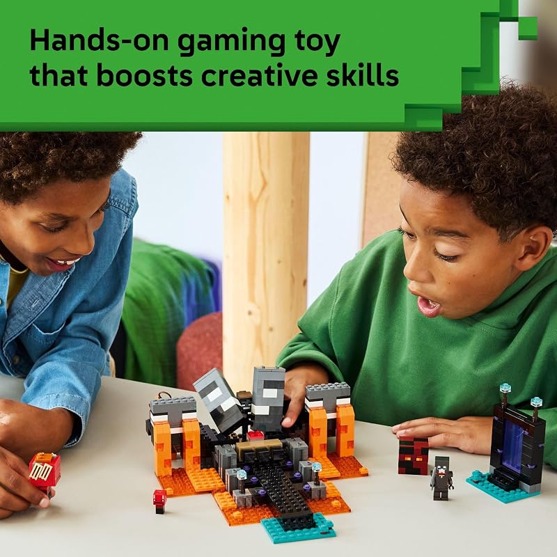 LEGO Minecraft Wither Battle Building Pretend Play Toy for Boys Girls Video Game Playset Toy Figures for Kids Ages 8 W Crimson Warrior Minifigure More Gift Idea for Birthdays 21590