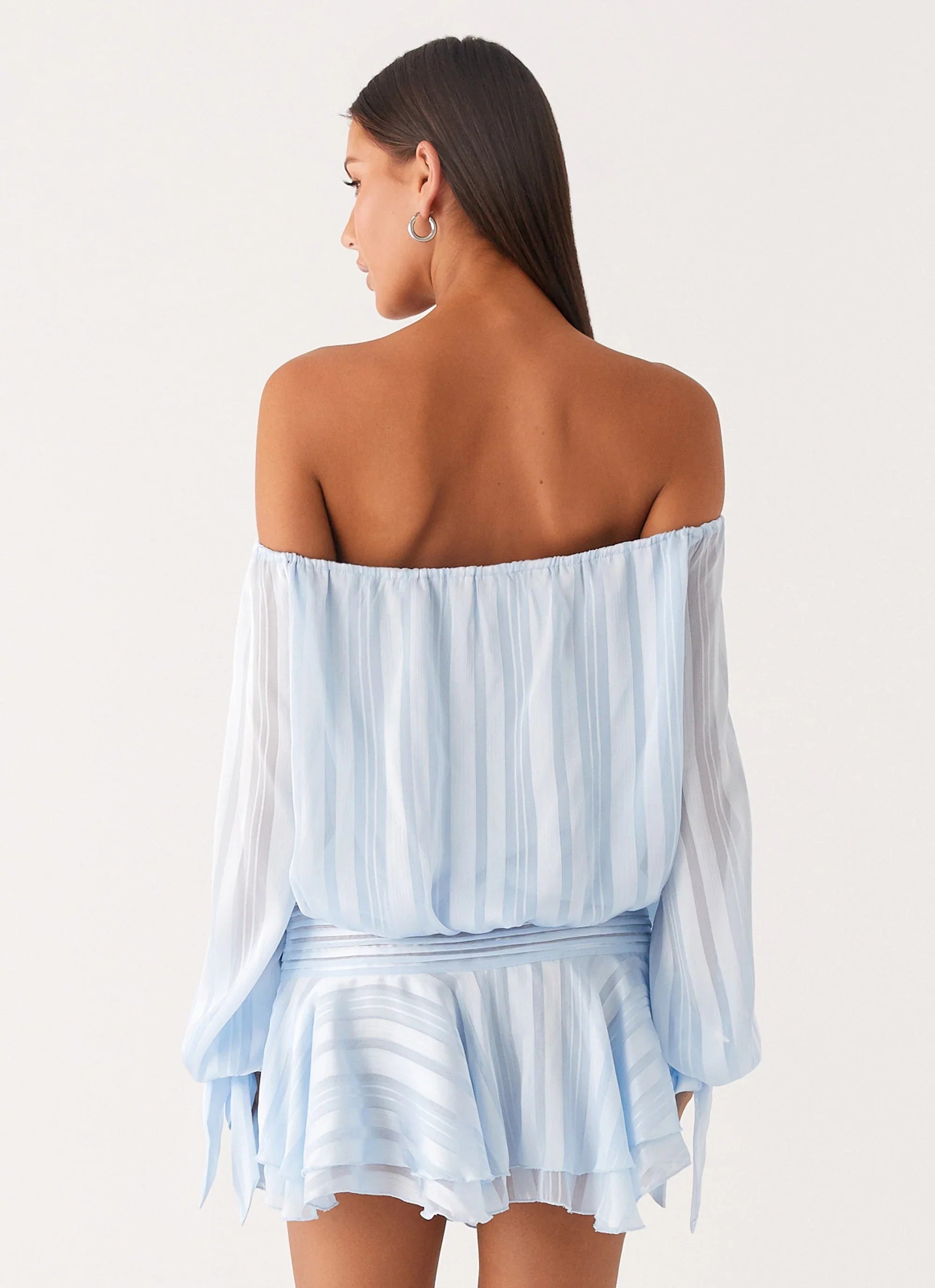 Eira Balloon Sleeve Mini Dress Baby Blue