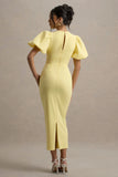 Dakota Lemon Puff Sleeve Midi Dress
