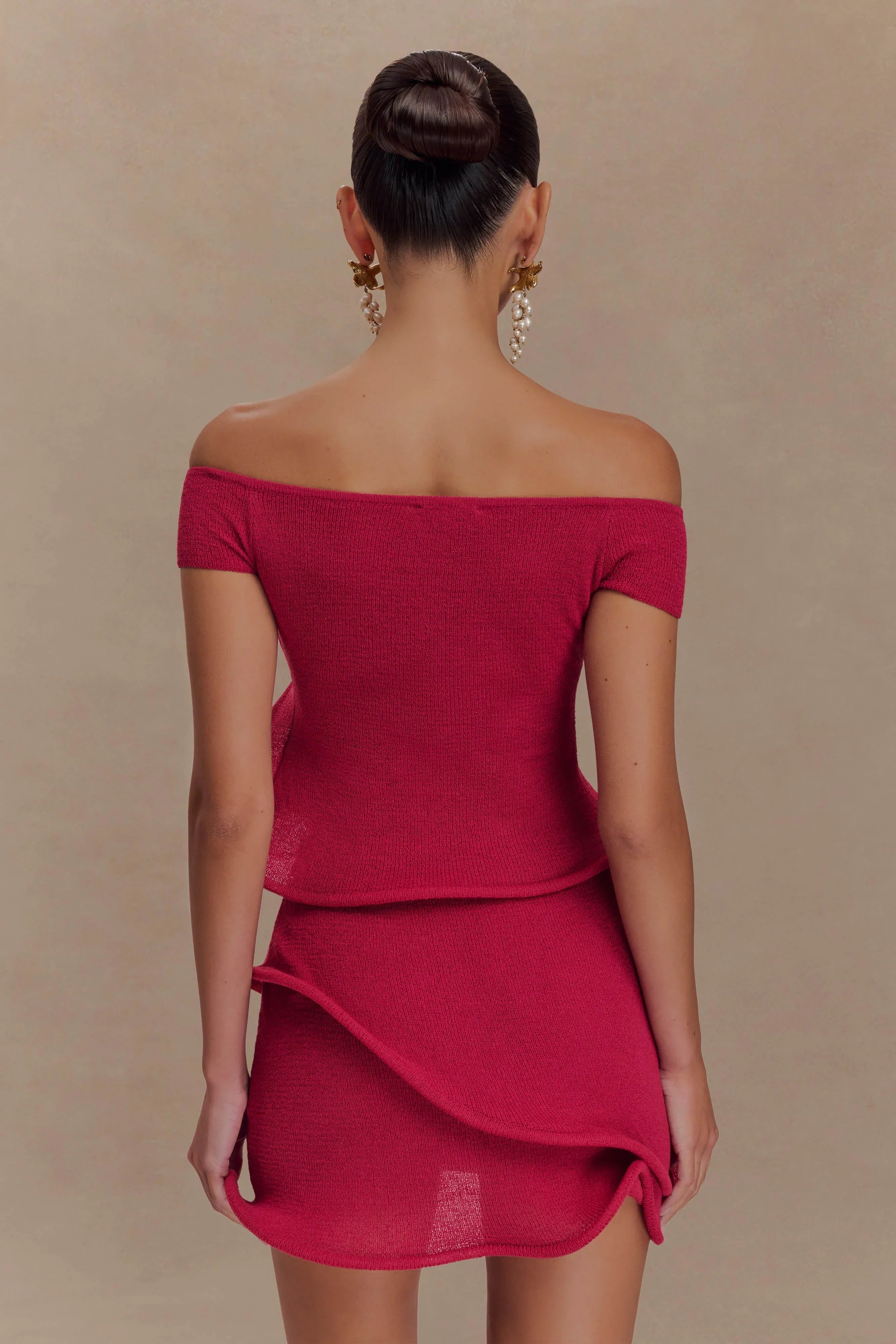 Haisley Knit Mini Skirt Raspberry