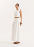 White Cotton Drop Waist Maxi Skirt