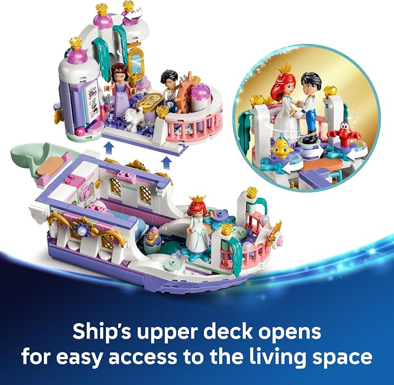 LEGO Disney Princess Ariels Royal Wedding Boat 43299 Building Toys for Girls Boys Ages 6 The Little Mermaid Movie Character Figures Fun Activity for Kids 519 pieces