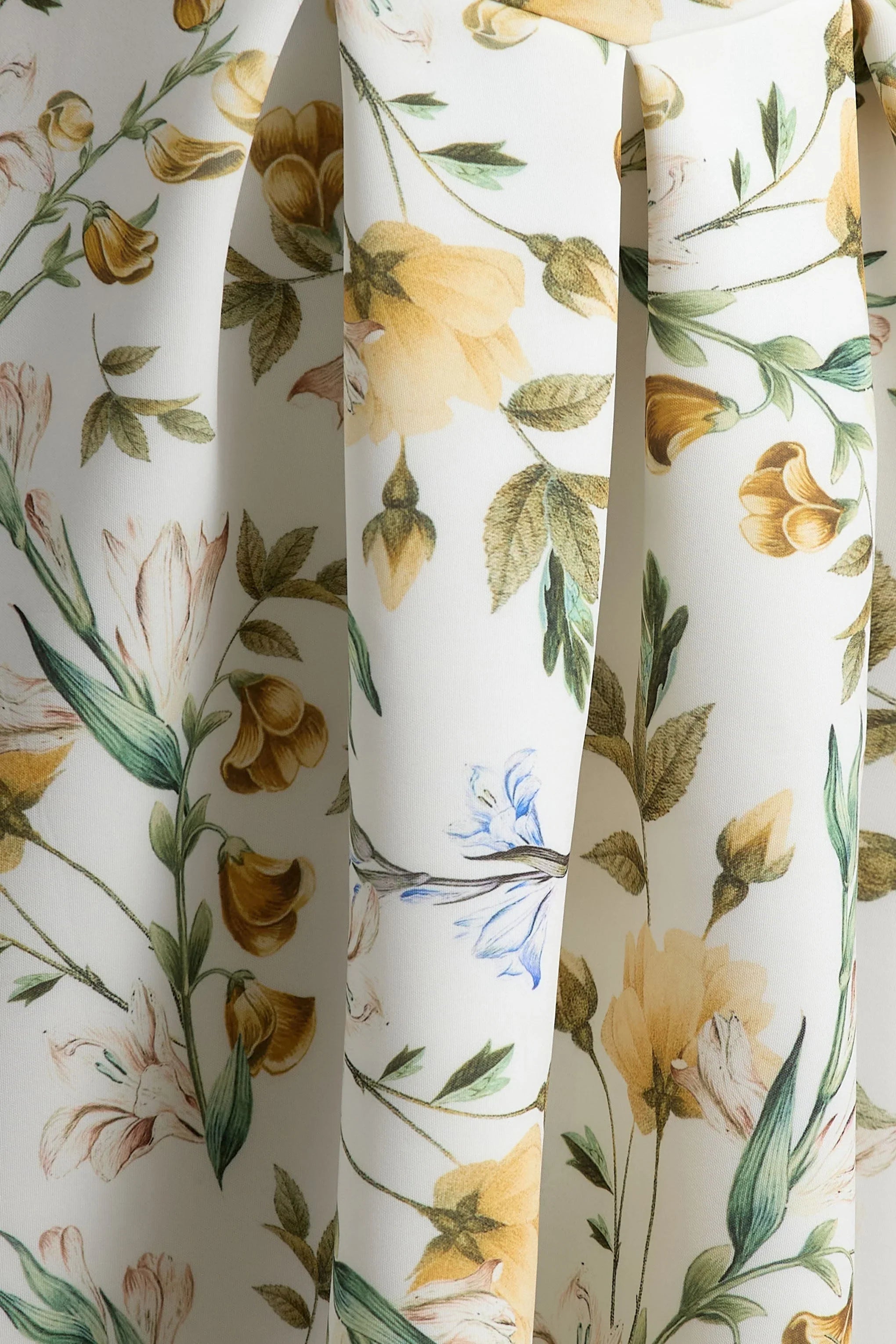 Rosemary Floral Print Sweetheart Midi Dress With Drop Waist