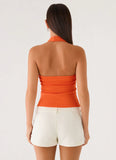 Monay Beaded Halter Top Orange