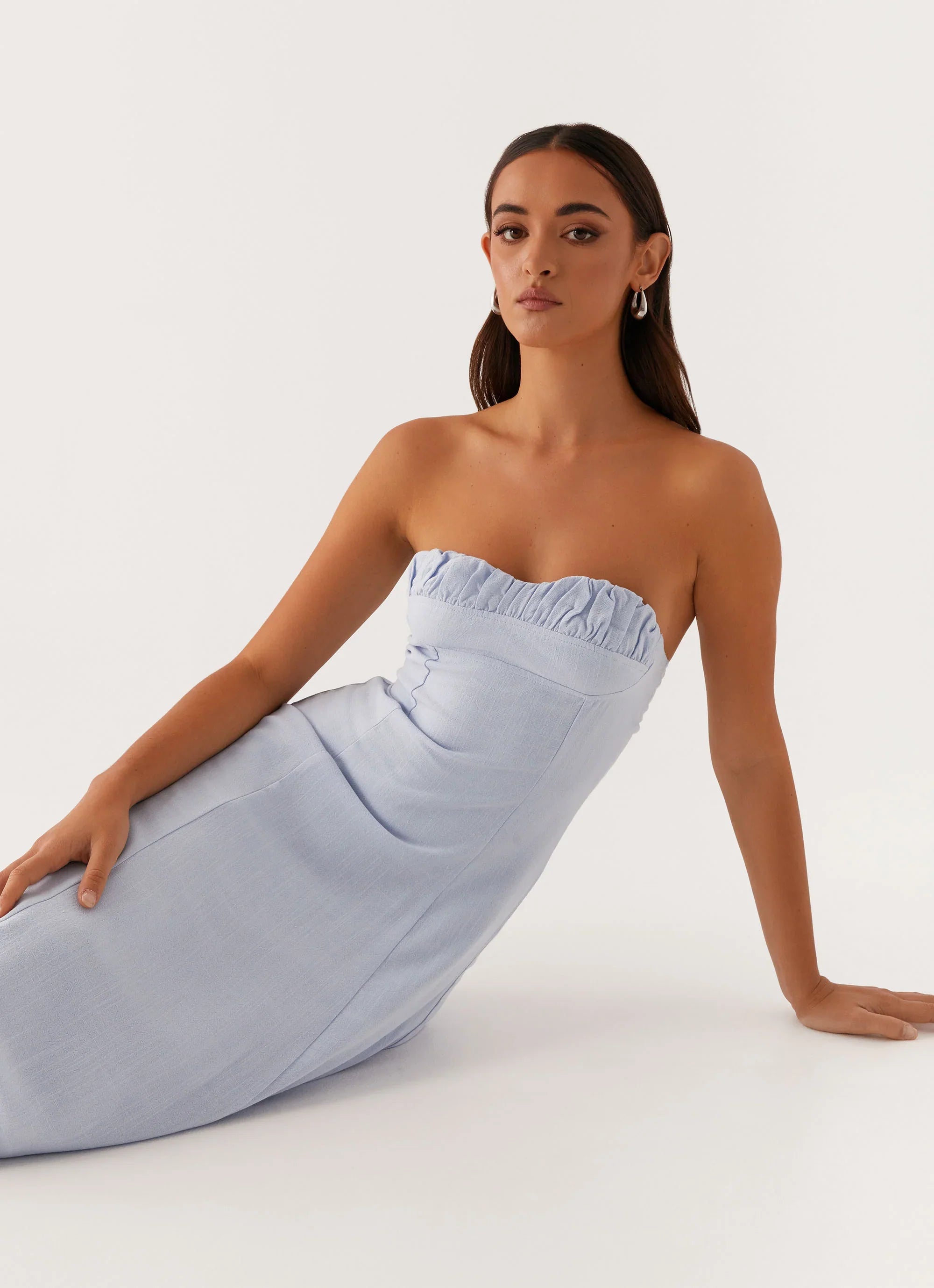 Tayla Linen Maxi Dress Blue