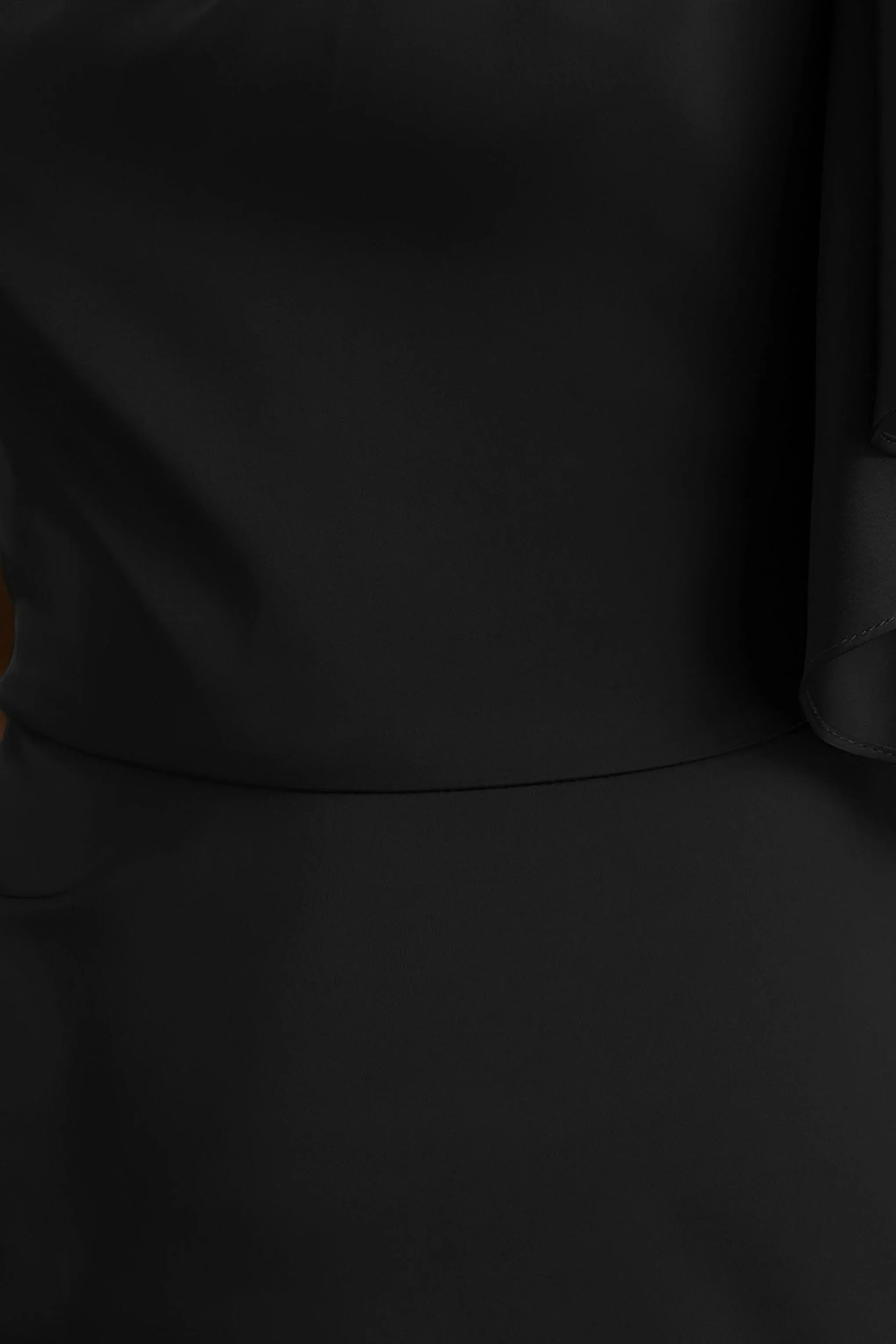Unforgettable Black Asymmetric Neck Maxi Dress With Ruffled Detailing