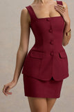 Maci Berry Tailored Square Neck Mini Dress