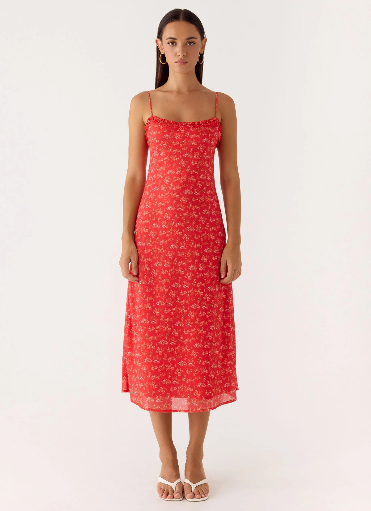 Kahlo Midi Dress Magenta Red Rose