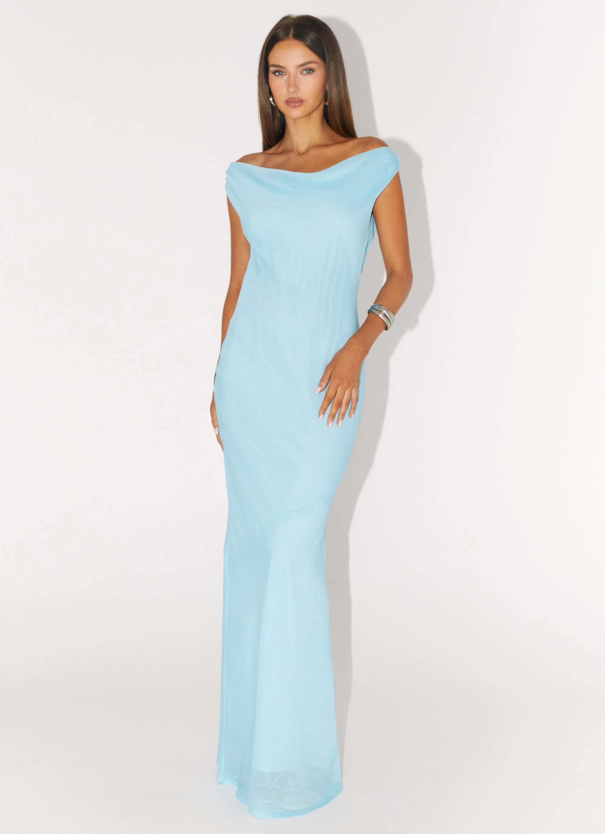 Brittany Chiffon Maxi Dress Turquoise