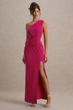 Galene Hot Pink Asymmetric Wrap Maxi Dress
