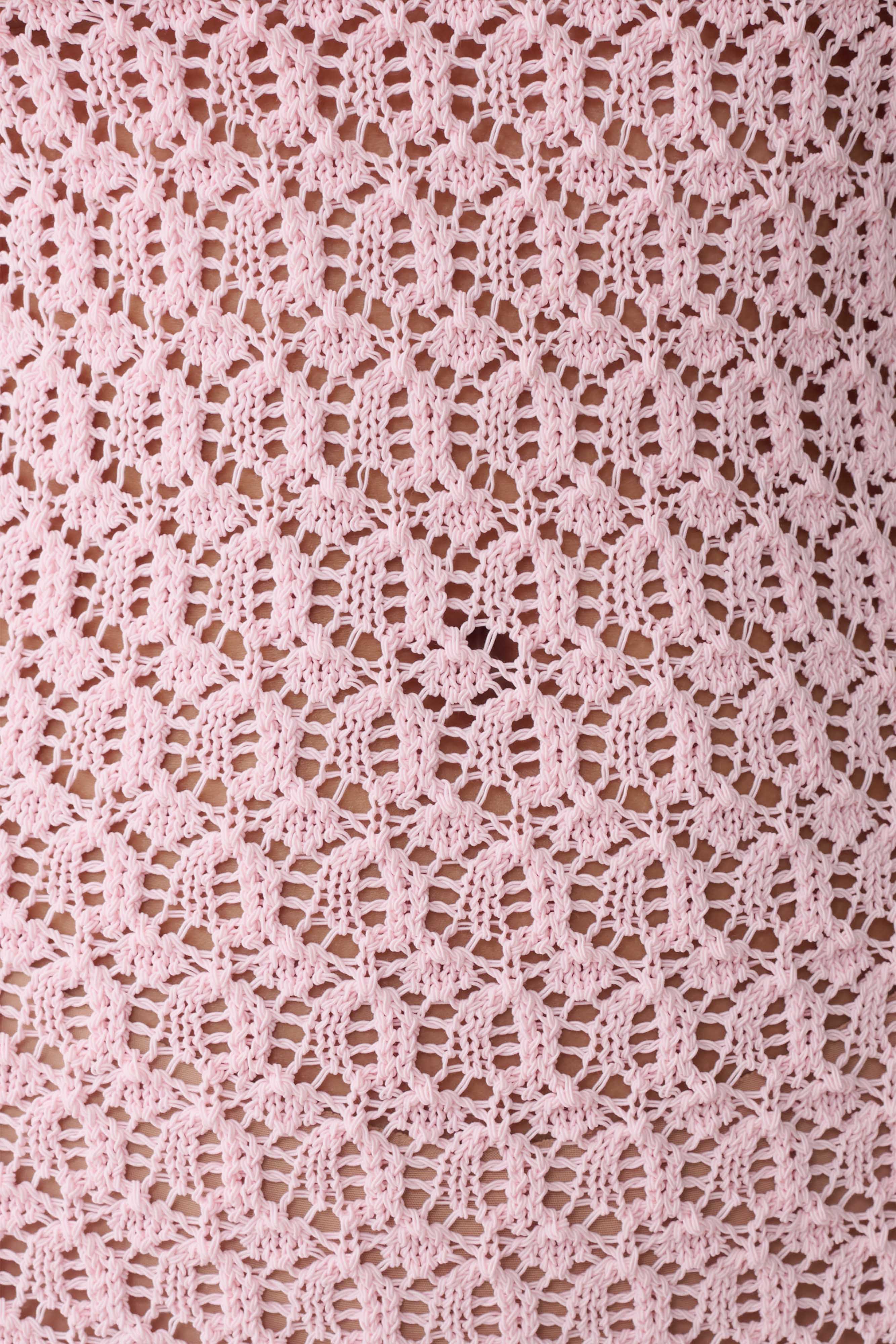 Carrisa Crochet Knit Mini Dress Baby Pink