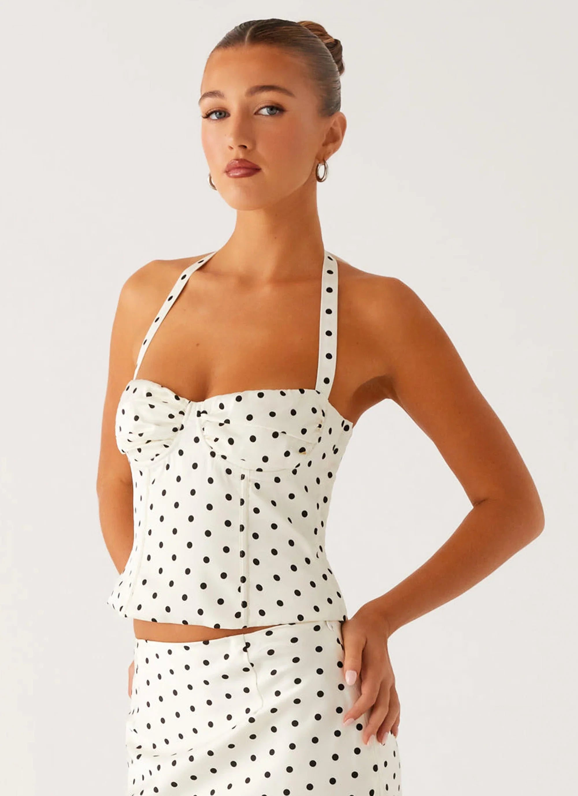 Breanne Top White Polka Dot