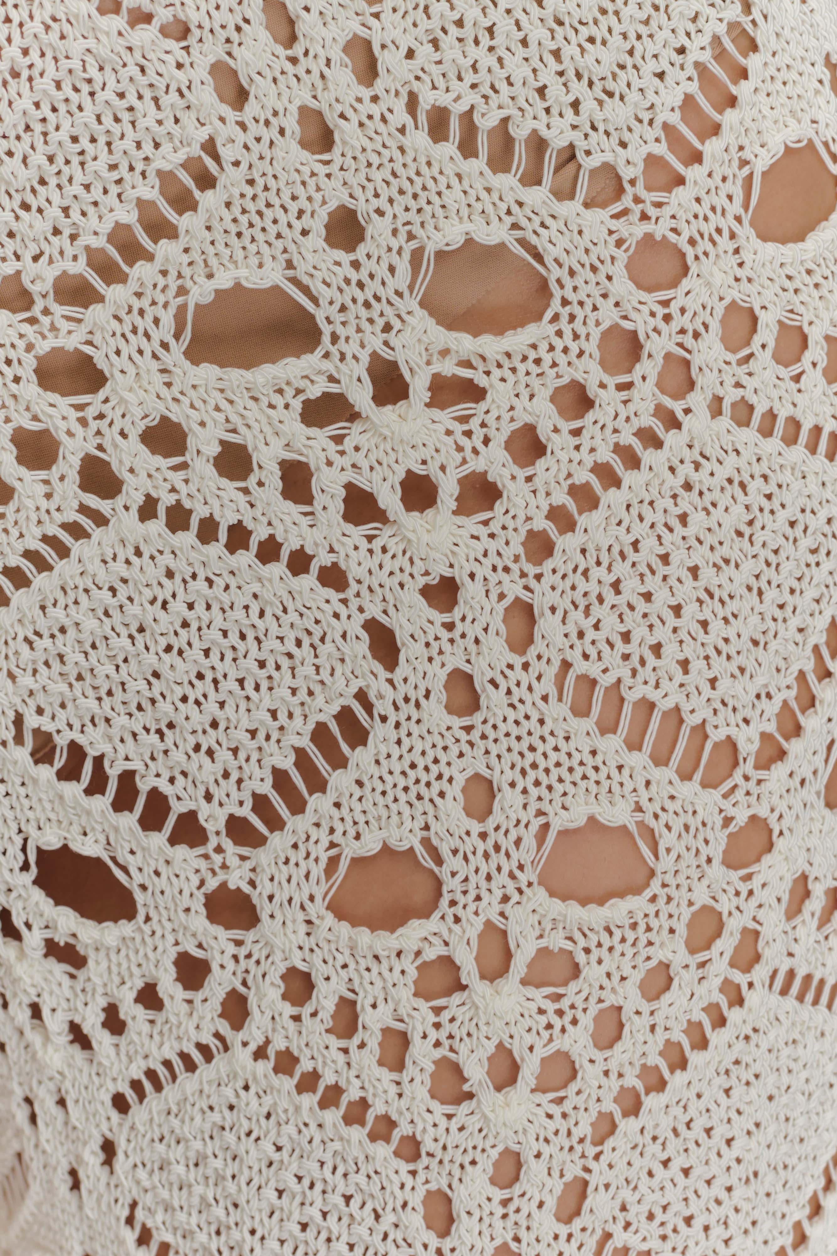 Trena Crochet Knit Pants Ivory