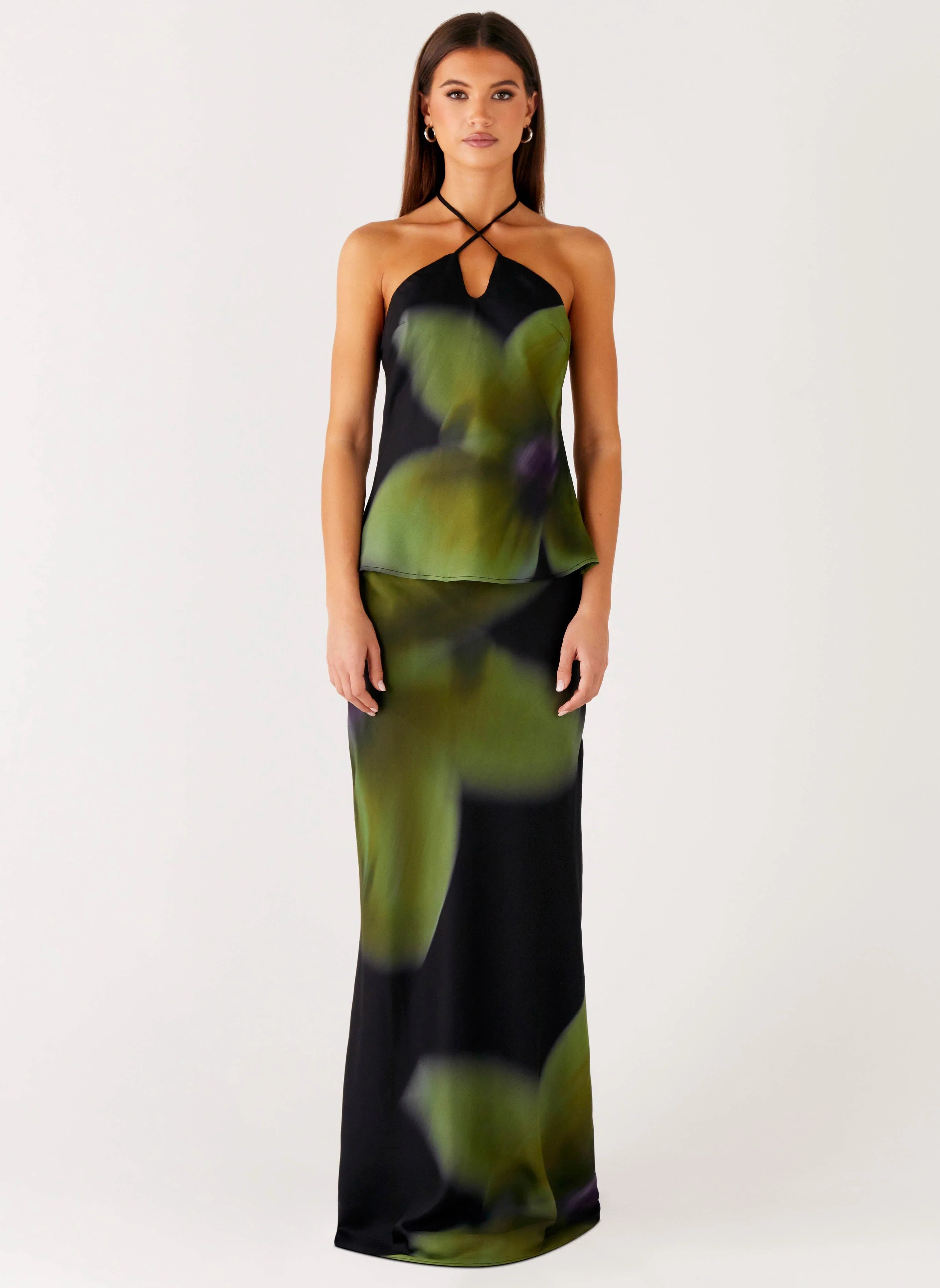 Rosetta Maxi Skirt Lime Flower