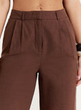 Brown Linen Blend Tailored Trousers