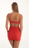 Mesh Bodycon Dress in Red