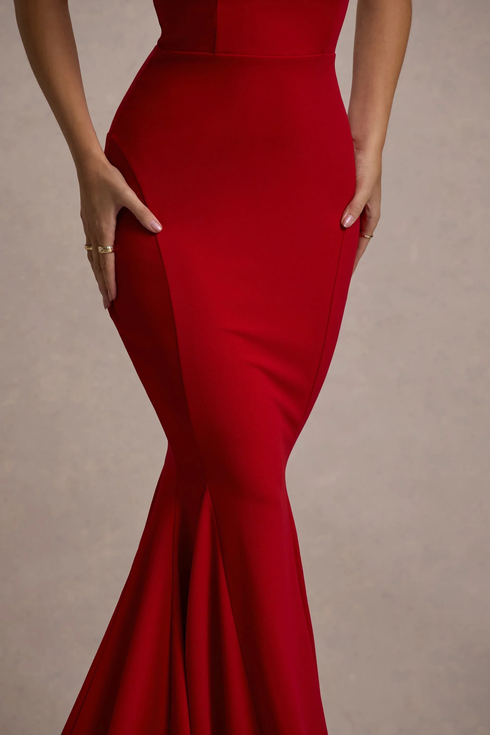 Impress Me Red Strapless Bandeau Fishtail Maxi Dress