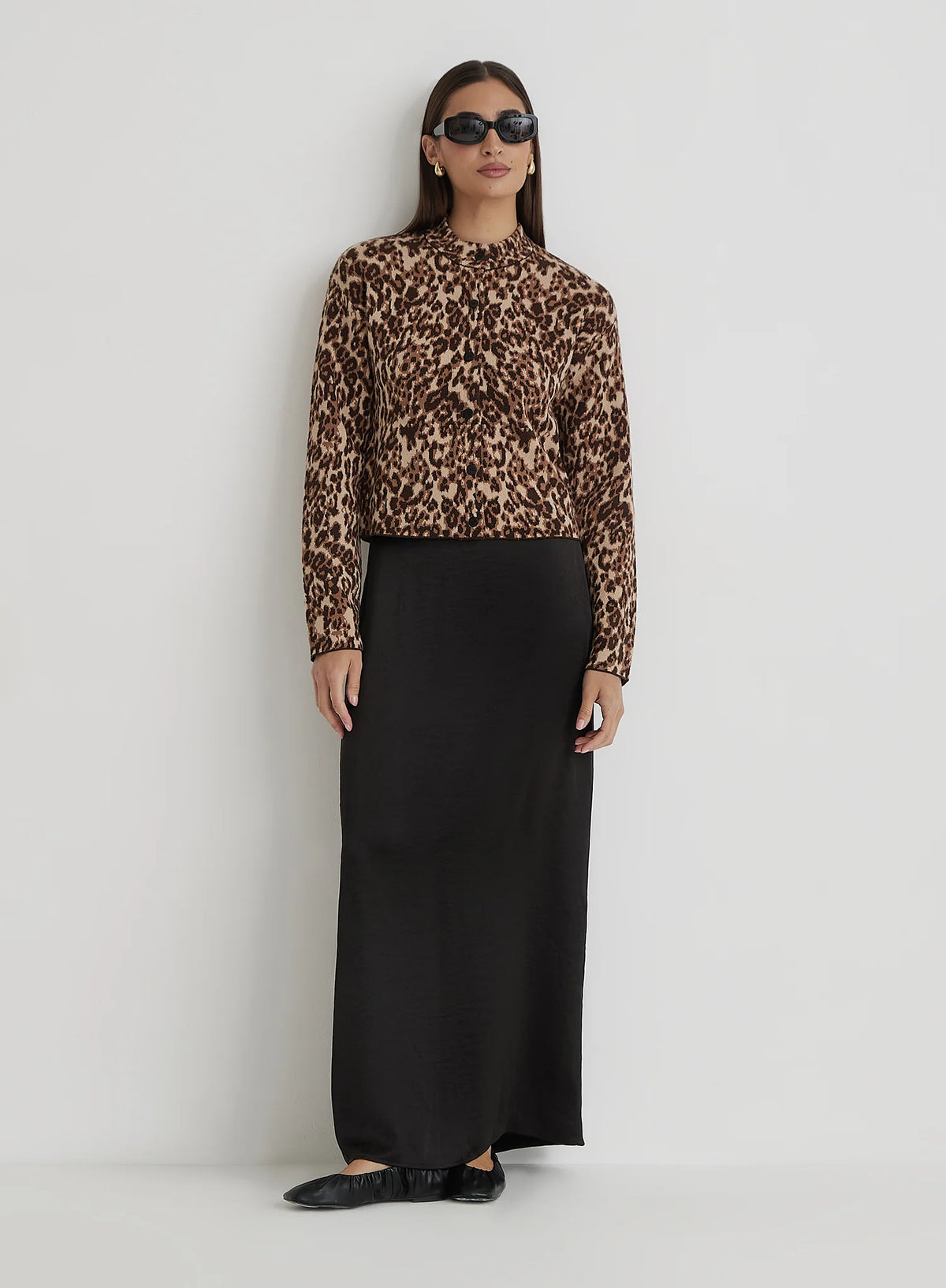 Leopard Print Knitted Cardigan