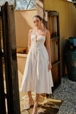 Elias Shirred Cotton Midi Dress White