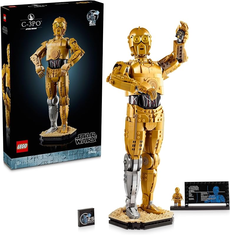 LEGO Star Wars C 3PO Buildable Droid Figure Build and Display Model with C 3PO Minifigure Star Wars Collectible for Home or Office Décor Nostalgic Gift Idea for Adults Fans or Collectors 75398