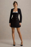 Sammie Black White Tailored Long Sleeve Mini Dress