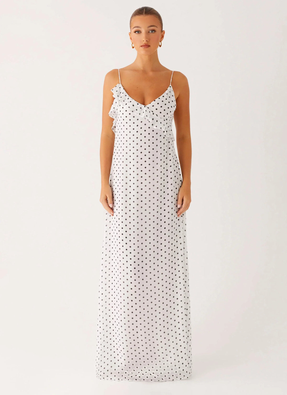 Harri Maxi Dress White Polka Dot