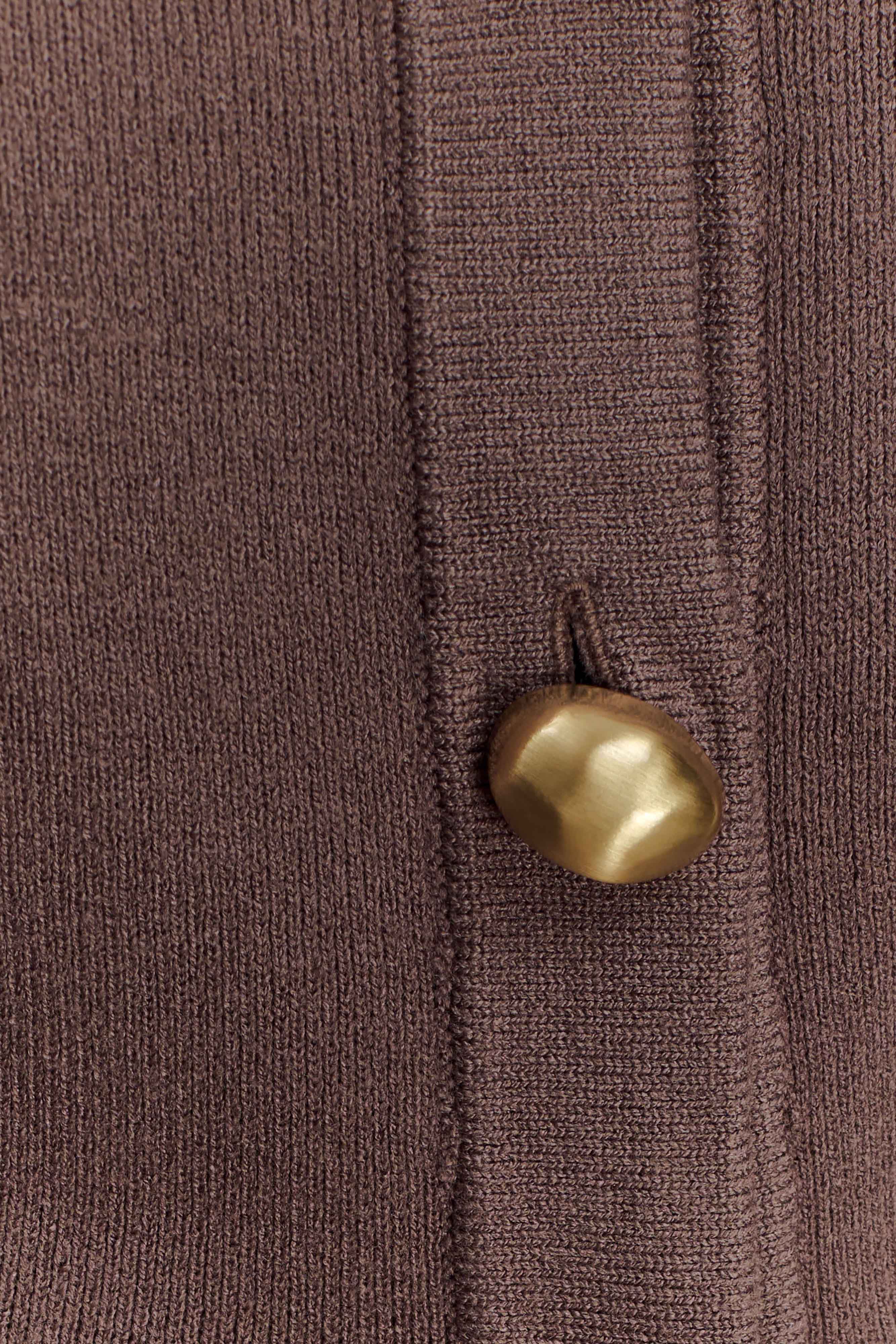 Amanda Statement Button Knit Cardigan Cacao Brown